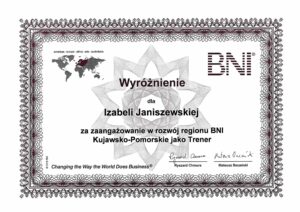 wyróżnienie BNI trener kujawsko-pomorskie